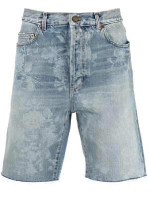 

Paint splatter-print denim shorts, Saint Laurent Paint splatter-print denim shorts