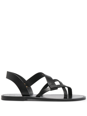 

Matt flat leather sandals, Saint Laurent Matt flat leather sandals