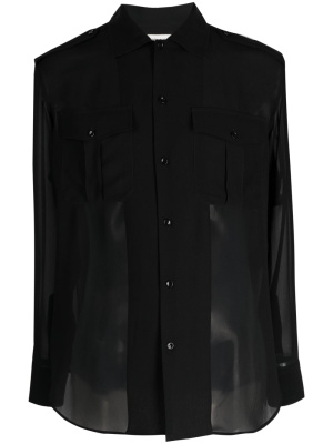 

Long-sleeve sheer silk shirt, Saint Laurent Long-sleeve sheer silk shirt