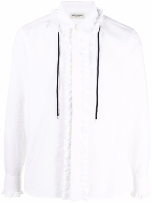 

Ruffle-trim tuxedo shirt, Saint Laurent Ruffle-trim tuxedo shirt