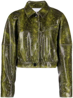 

Snake-print faux-leather jacket, GANNI Snake-print faux-leather jacket