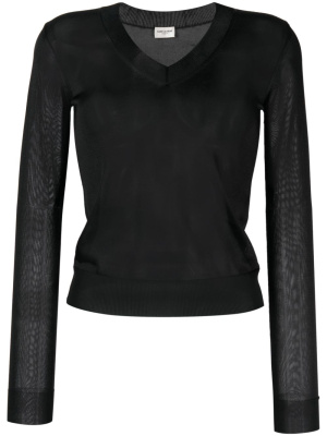 

Semi-sheer V-neck top, Saint Laurent Semi-sheer V-neck top