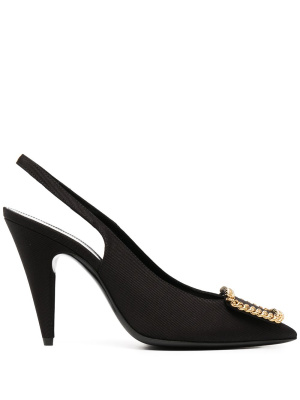

Chainlink-trim slingback pumps, Saint Laurent Chainlink-trim slingback pumps