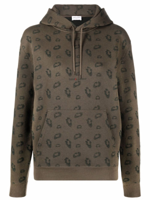 

Logo-print long-sleeve hoodie, Saint Laurent Logo-print long-sleeve hoodie