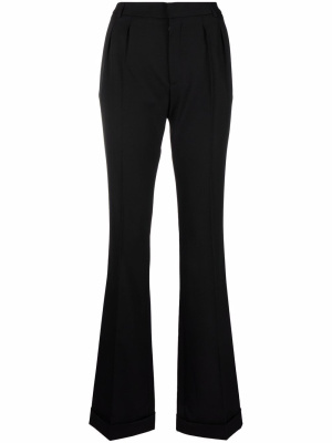 

Pleat-detail flared tailored trousers, Saint Laurent Pleat-detail flared tailored trousers