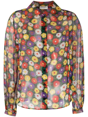 

Silk muslin floral-print blouse, Saint Laurent Silk muslin floral-print blouse