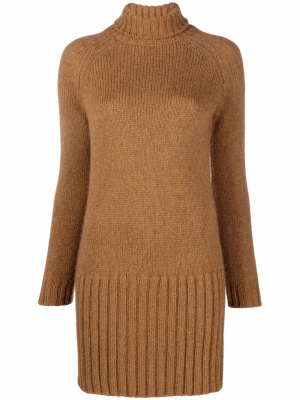 

Chunky-knit ribbed-trim dress, Saint Laurent Chunky-knit ribbed-trim dress