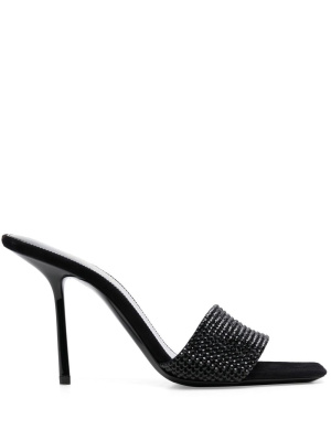 

Gem-embellished square-toe 95mm mules, Saint Laurent Gem-embellished square-toe 95mm mules