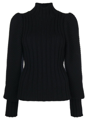 

Ribbed-knit mock-neck jumper, Saint Laurent Ribbed-knit mock-neck jumper