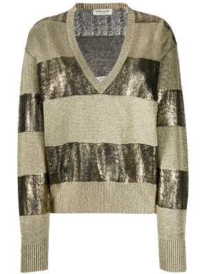 

Horizontal striped knitted jumper, Saint Laurent Horizontal striped knitted jumper