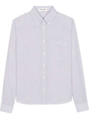 

Logo-embroidered striped shirt, Saint Laurent Logo-embroidered striped shirt