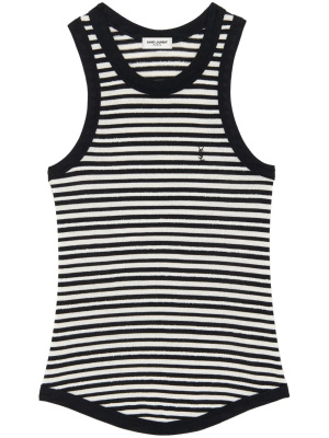 

Logo-embroidered striped tank top, Saint Laurent Logo-embroidered striped tank top