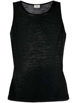 

Logo-embroidered wool top, Saint Laurent Logo-embroidered wool top