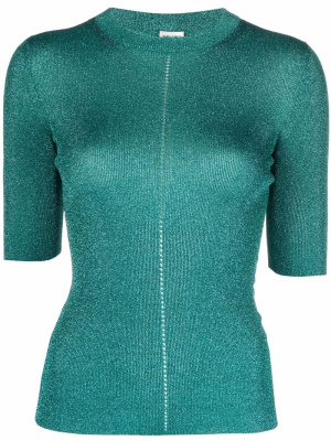 

Short-sleeved metallic knit top, Saint Laurent Short-sleeved metallic knit top