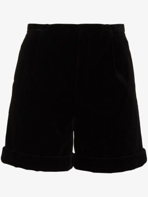 

High-rise velvet-effect shorts, Saint Laurent High-rise velvet-effect shorts