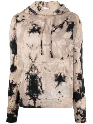 

Tie-dye logo-print hoodie, Saint Laurent Tie-dye logo-print hoodie
