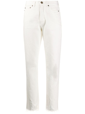 

Raw-edge straight leg jeans, Saint Laurent Raw-edge straight leg jeans