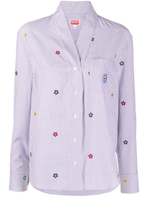 

Striped Target-logo poplin shirt, Kenzo Striped Target-logo poplin shirt