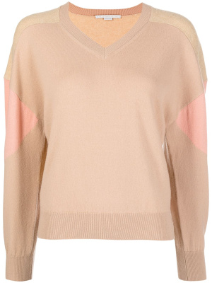 

Logo-stripe panelled wool jumper, Stella McCartney Logo-stripe panelled wool jumper
