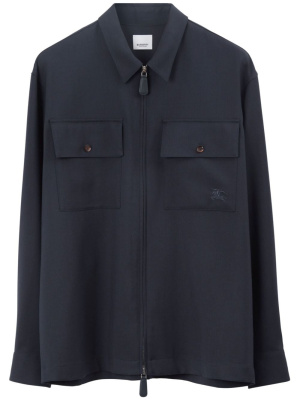 

Logo-embroidered zip-up wool shirt, Burberry Logo-embroidered zip-up wool shirt