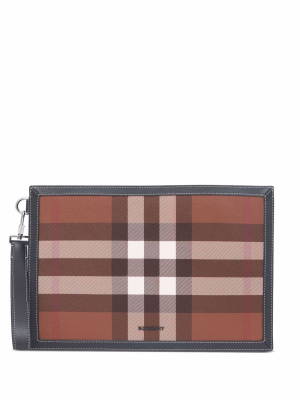 

Check-pattern leather pouch, Burberry Check-pattern leather pouch