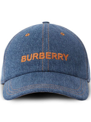 

Embroidered-logo denim cap, Burberry Embroidered-logo denim cap