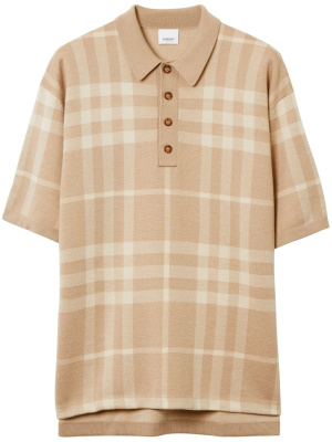 

Check-pattern wool-silk blend polo shirt, Burberry Check-pattern wool-silk blend polo shirt