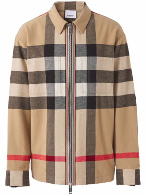 

Check wool-cotton zip-front shirt, Burberry Check wool-cotton zip-front shirt