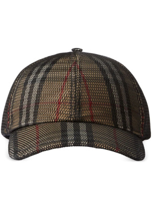 

Mesh-overlay check baseball cap, Burberry Mesh-overlay check baseball cap