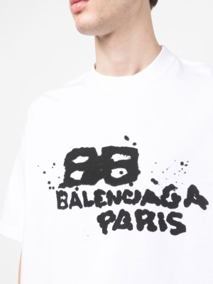 

Logo-print short-sleeve T-shirt, Balenciaga Logo-print short-sleeve T-shirt