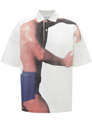 

Graphic-print cotton polo shirt, JW Anderson Graphic-print cotton polo shirt