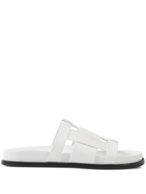 

Logo-debossed woven leather slides, Burberry Logo-debossed woven leather slides