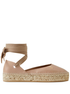 

Monogram-embroidered leather espadrilles, Burberry Monogram-embroidered leather espadrilles
