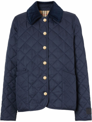 

Corduroy-collar diamond-quilted jacket, Burberry Corduroy-collar diamond-quilted jacket