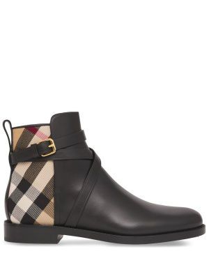 

House Check leather ankle boots, Burberry House Check leather ankle boots
