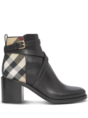 

House Check mid-heel boots, Burberry House Check mid-heel boots