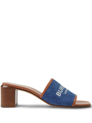 

Label-Print 55mm Denim mules, Burberry Label-Print 55mm Denim mules
