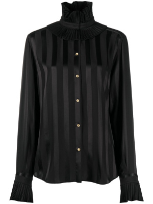 

Pleated-trim striped silk shirt, Dolce & Gabbana Pleated-trim striped silk shirt