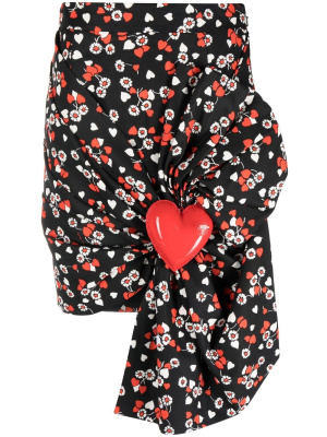 

Heart-appliqué draped skirt, Moschino Heart-appliqué draped skirt