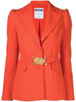 

Logo-plaque belted blazer, Moschino Logo-plaque belted blazer