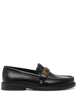

Logo-plaque leather loafers, Moschino Logo-plaque leather loafers