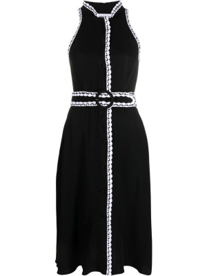 

Contrast-stitch belted midi dress, Moschino Contrast-stitch belted midi dress