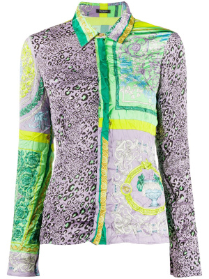 

Barocco Patchwork print satin shirt, Versace Barocco Patchwork print satin shirt