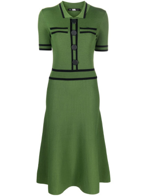 

Decorative button-detail short-sleeve dress, Karl Lagerfeld Decorative button-detail short-sleeve dress