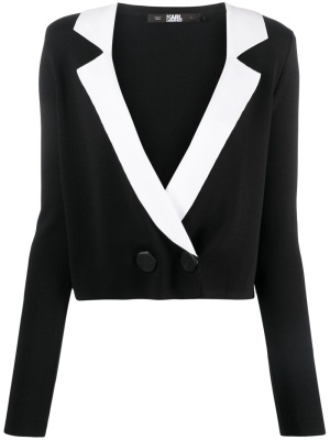 

Notch-lapel cropped cardigan, Karl Lagerfeld Notch-lapel cropped cardigan