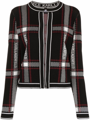 

Check-pattern knit cardigan, Karl Lagerfeld Check-pattern knit cardigan