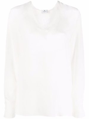 

Long-sleeved V-neck silk top, ETRO Long-sleeved V-neck silk top