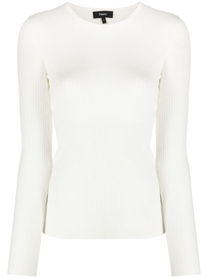 

Long-sleeved ribbed merino-wool blouse, Theory Long-sleeved ribbed merino-wool blouse