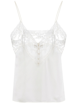 

Floral lace silk camisole top, Saint Laurent Floral lace silk camisole top