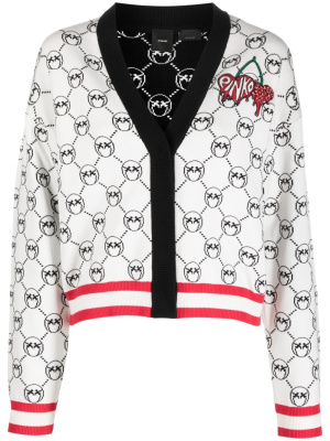 

Cherry-embroidered monogram-jacquard cardigan, PINKO Cherry-embroidered monogram-jacquard cardigan